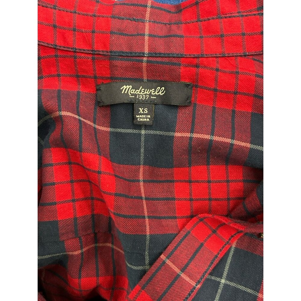 Madewell Red & Blue Oversized Boyshirt in Edina Plaid Cabincore Women's XS - Picture 3 of 9